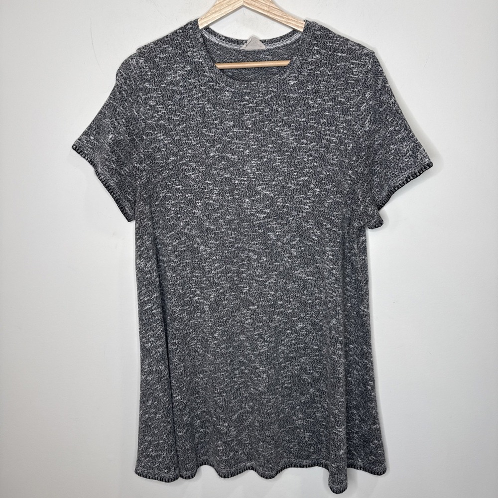 Natural‎ Life Tunic T-Shirt Dress Womens XL Gray Knit Short Sleeve Swing Stretch